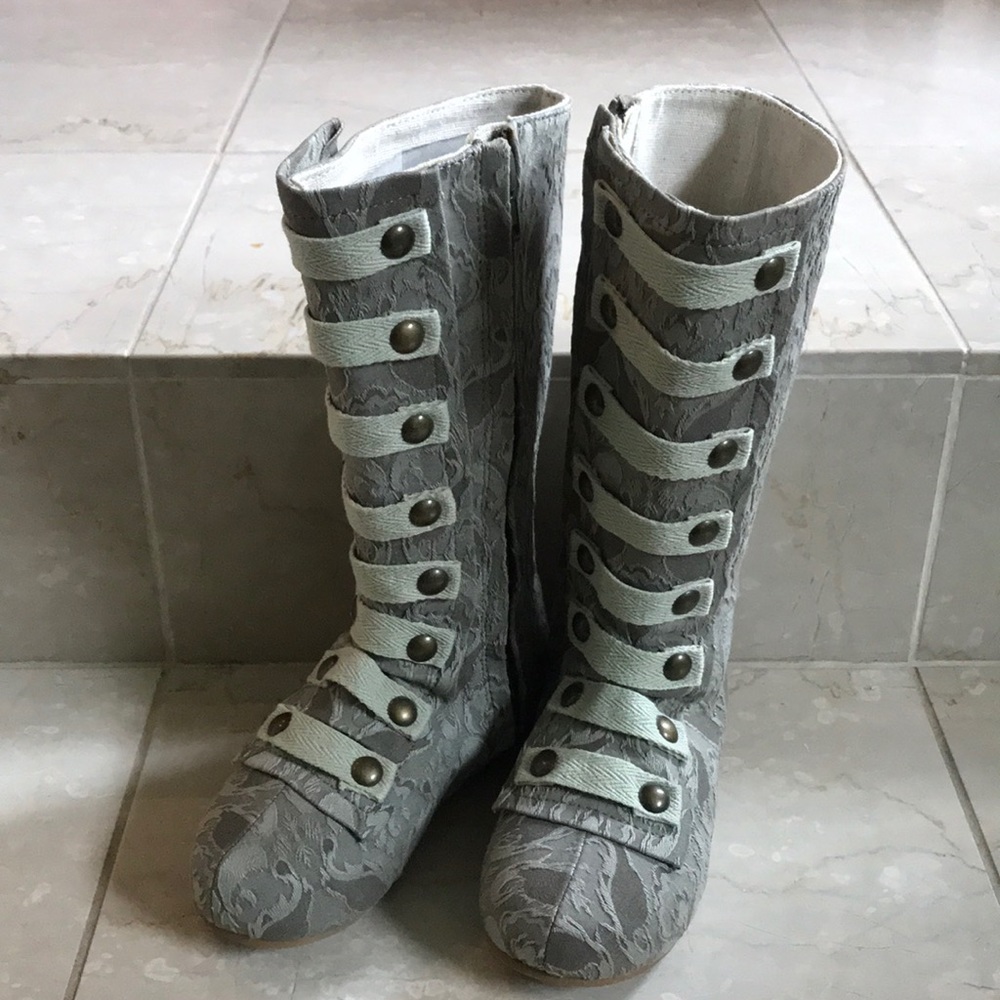 Joyfolie Floral Printed Side zip Boots